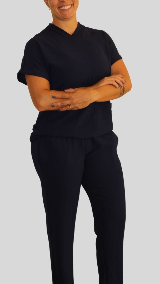 Conjunto privativo Feminino Crepe- Marinho