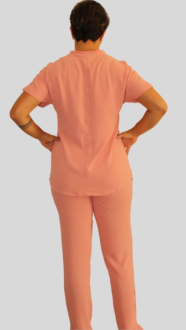 Conjunto privativo Feminino Crepe - Salmão