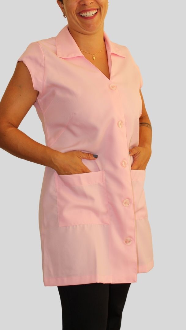 Jaleco Feminino Manga Japonesa- Microfibra de Gabardine Rosa claro