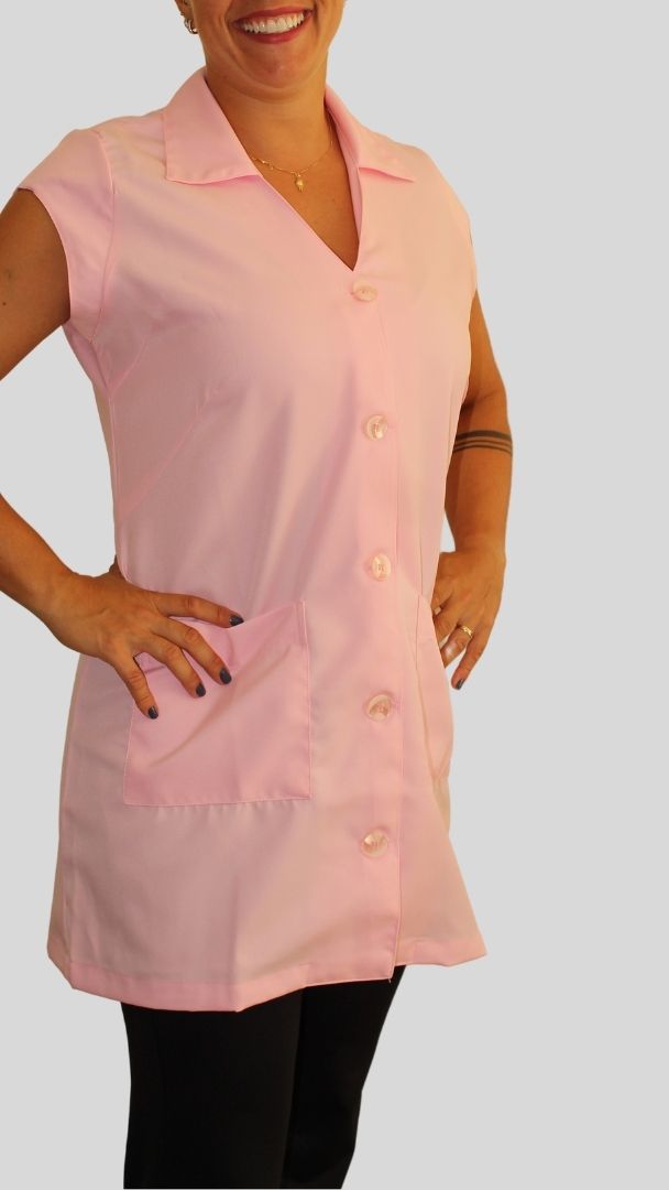 Jaleco Feminino Manga Japonesa- Microfibra de Gabardine Rosa claro