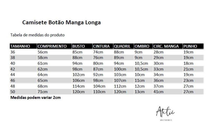 Camisa Feminina- Tradicional- manga longa- preta