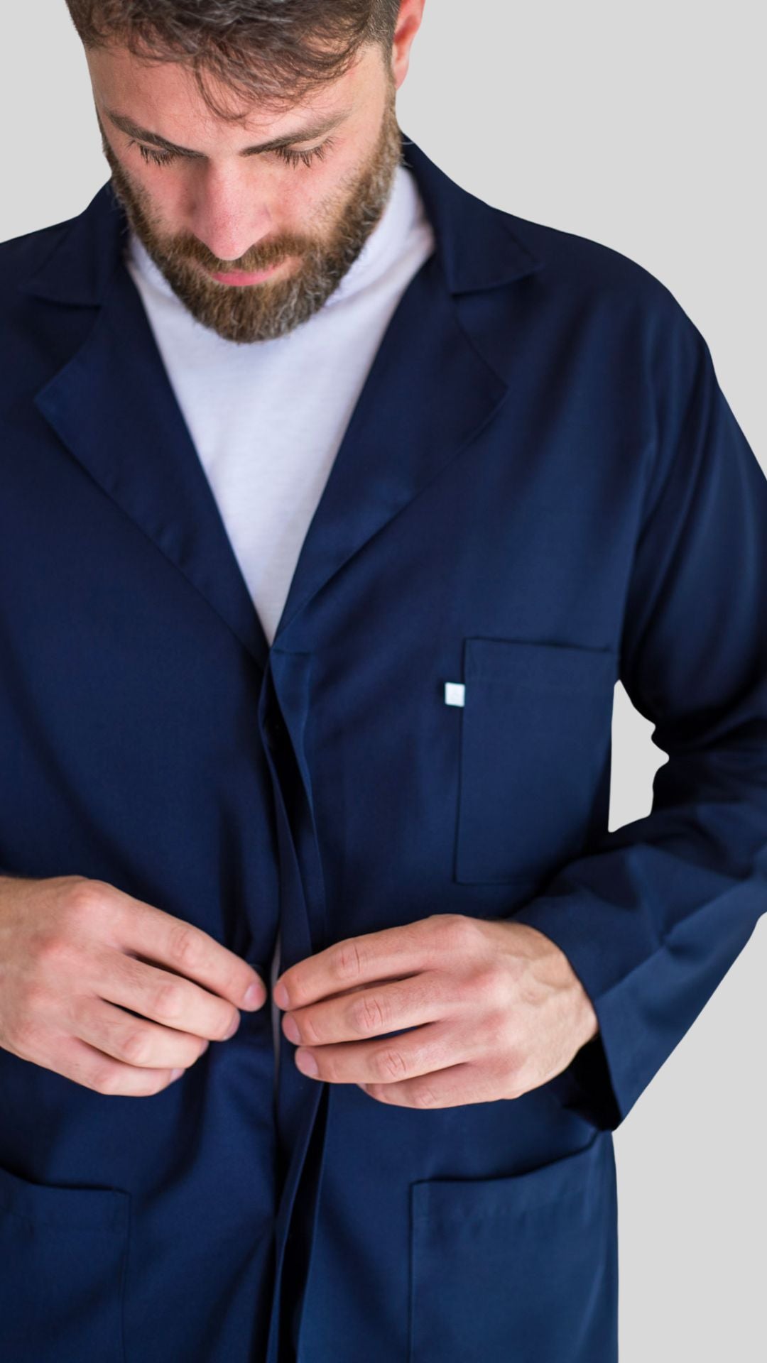 Jaleco Unissex - Microfibra de Gabardine Azul Marinho