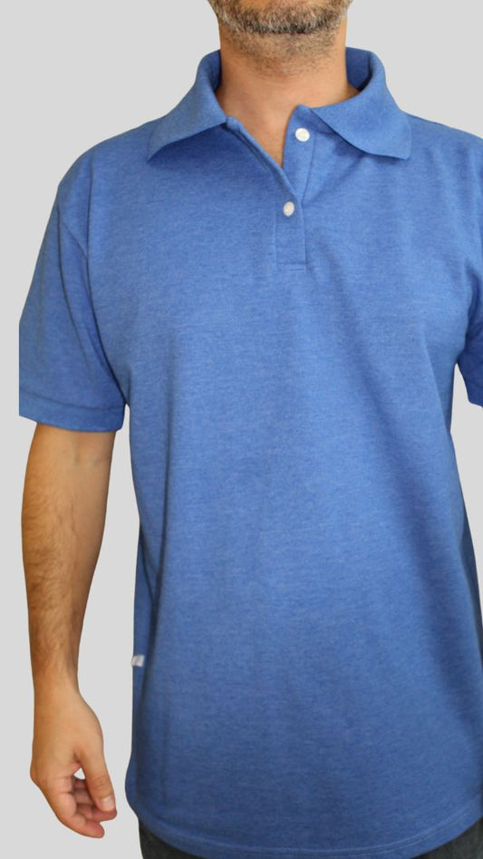 Camiseta Polo Unissex- Azul Mescla