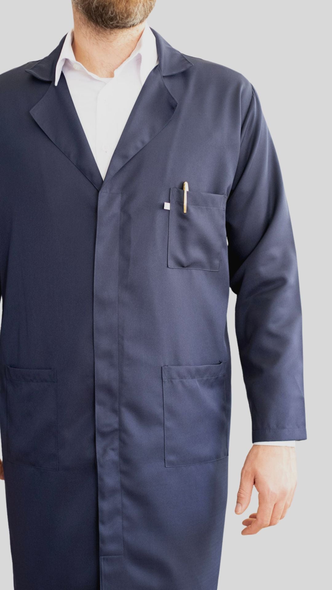 Jaleco Unissex - Microfibra de Gabardine Azul Marinho