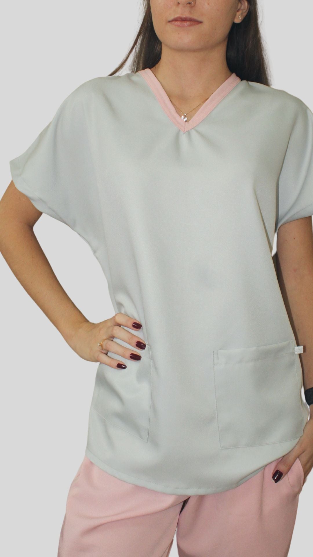 Scrub Feminino- Conjunto privativo basic- Rosa e Cinza