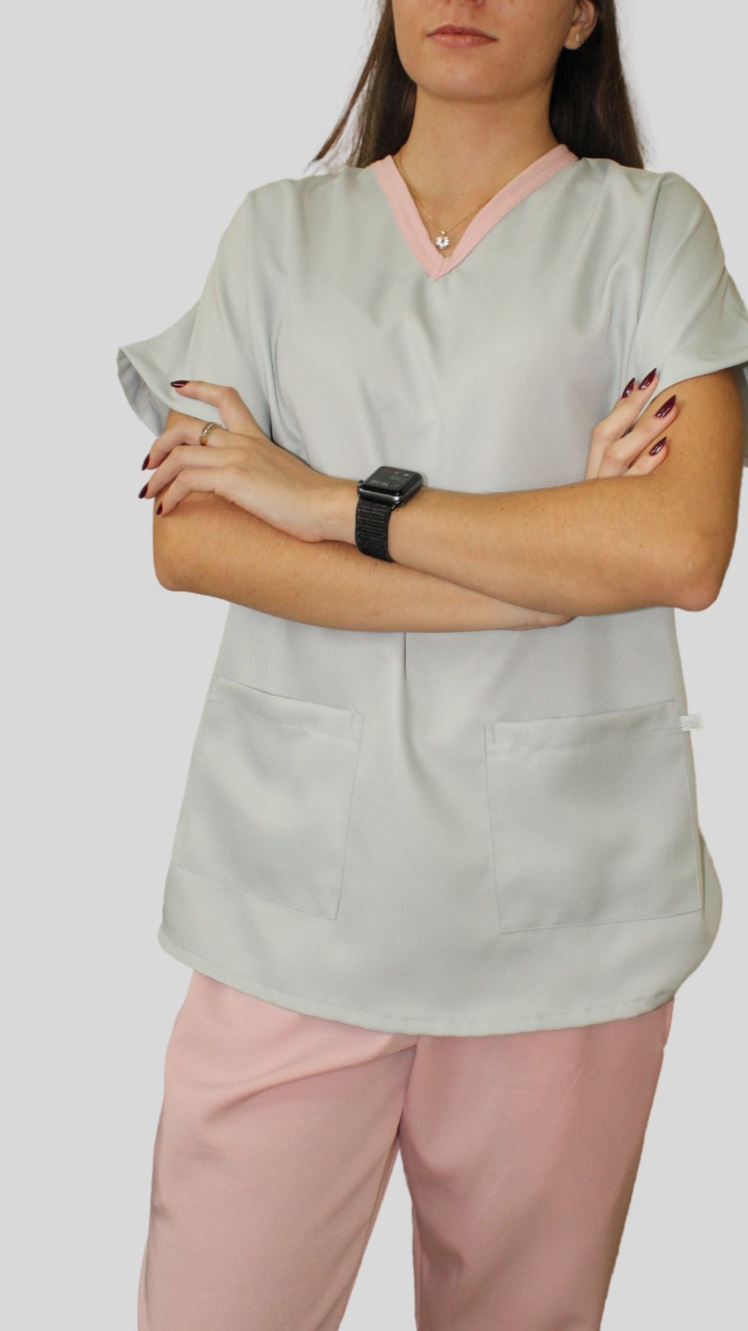 Scrub Feminino- Conjunto privativo basic- Rosa e Cinza