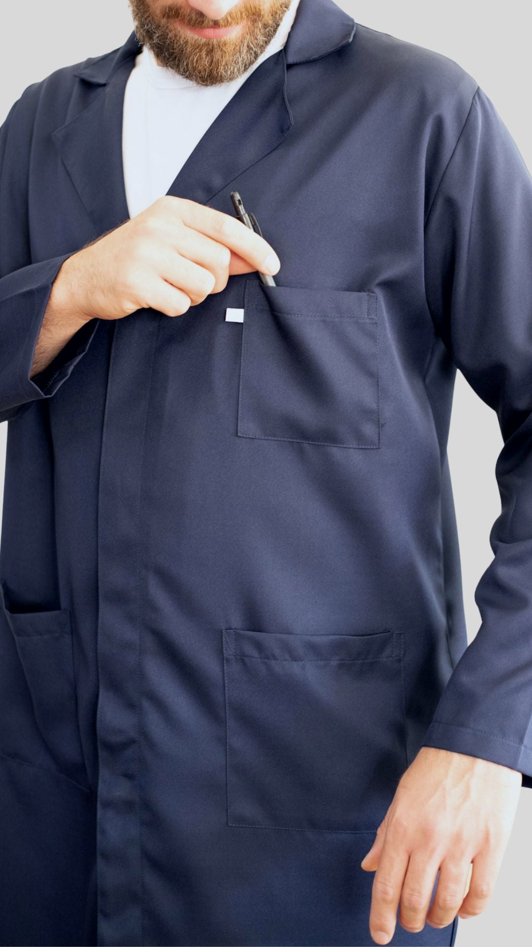 Jaleco Unissex - Microfibra de Gabardine Azul Marinho