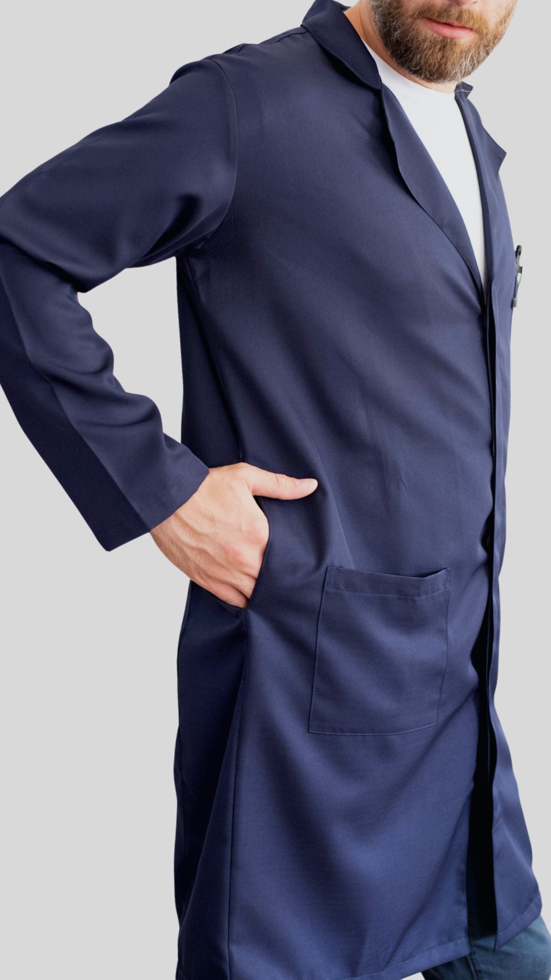 Jaleco Unissex - Microfibra de Gabardine Azul Marinho