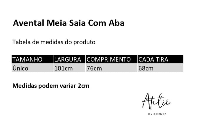 Avental Meia Saia Com Aba- Preto