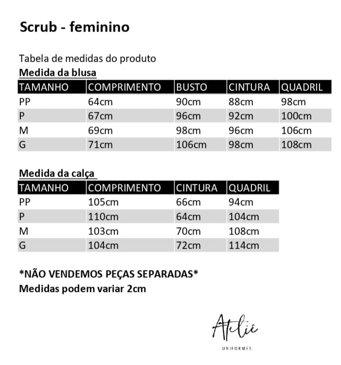Scrub Feminino- Conjunto privativo basic- Verdinho