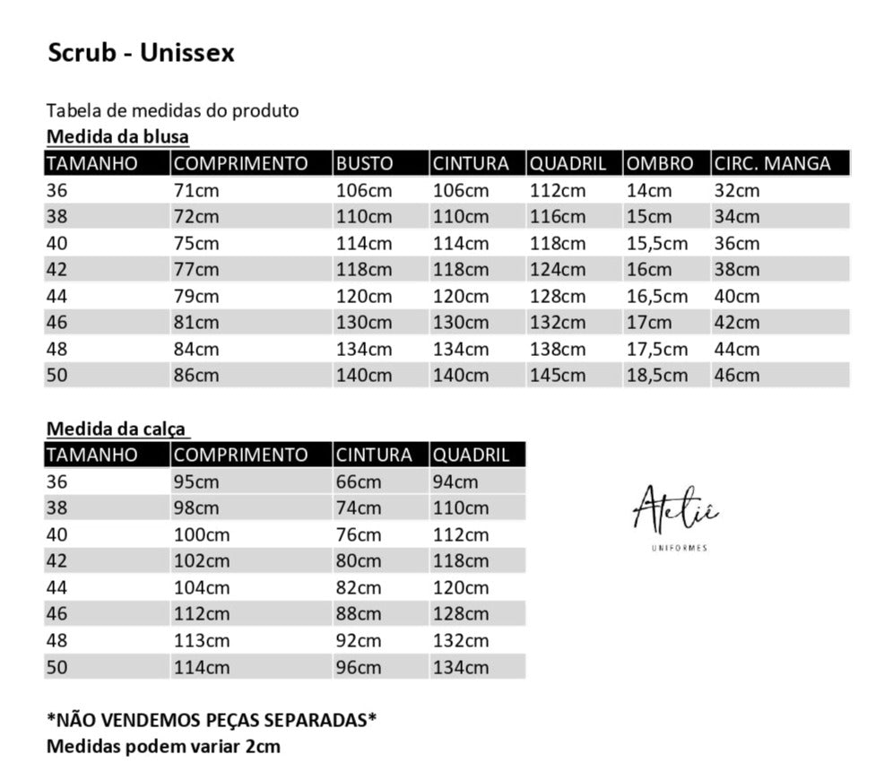 Scrub Unissex- Conjunto privativo- basic- Preto