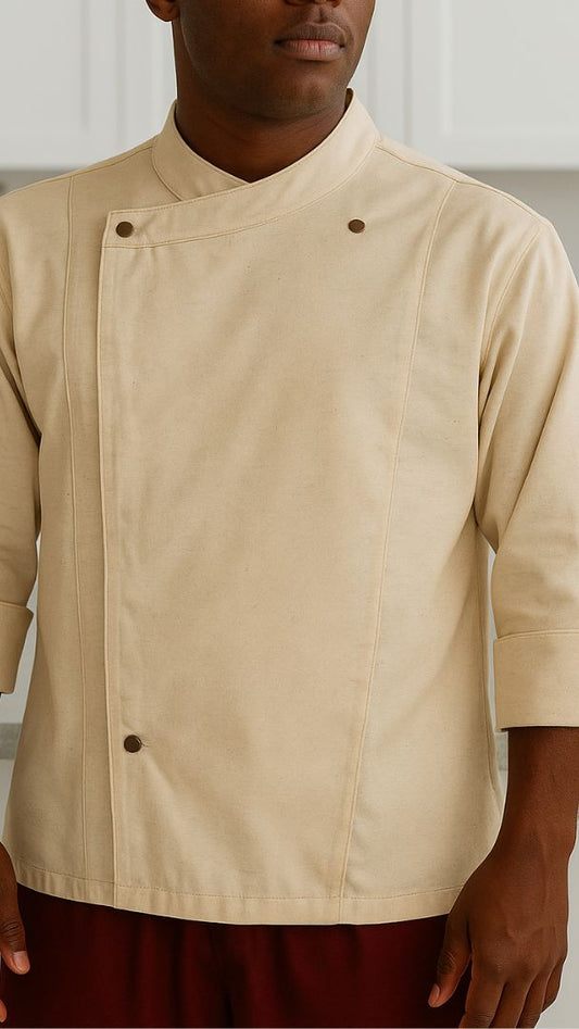 Dolmã Unissex Vinho branco - botão de pressão