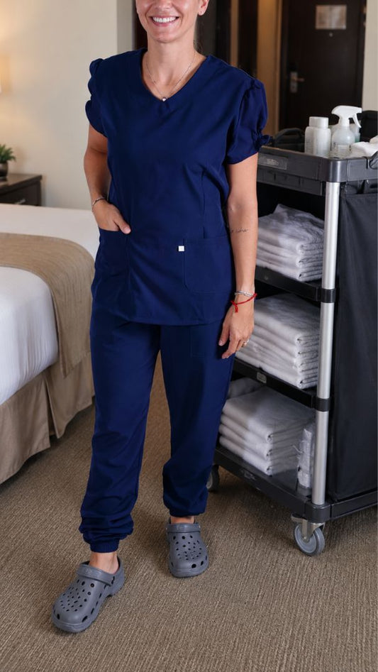 Conjunto privativo, Scrub Feminino modelo princess- marinho