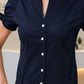 Camisa Feminina- Gola Padre- manga curta- Preta