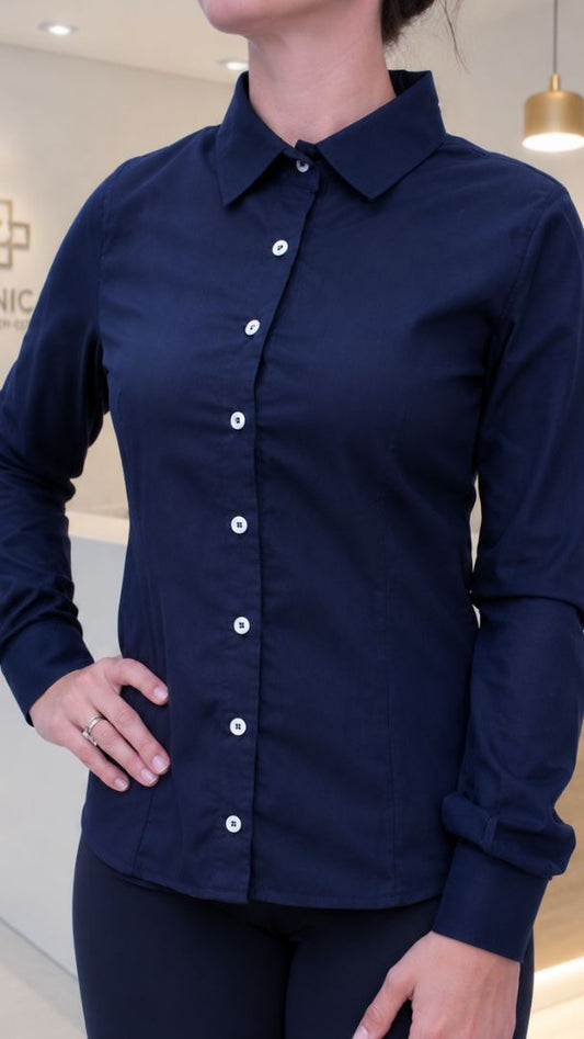 Camisa Feminina- Tradicional- manga longa- preta