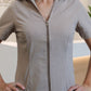 Camisa Feminina- Ziper- manga curta- nude