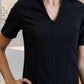 Camisa Feminina- Ziper- manga curta- preta