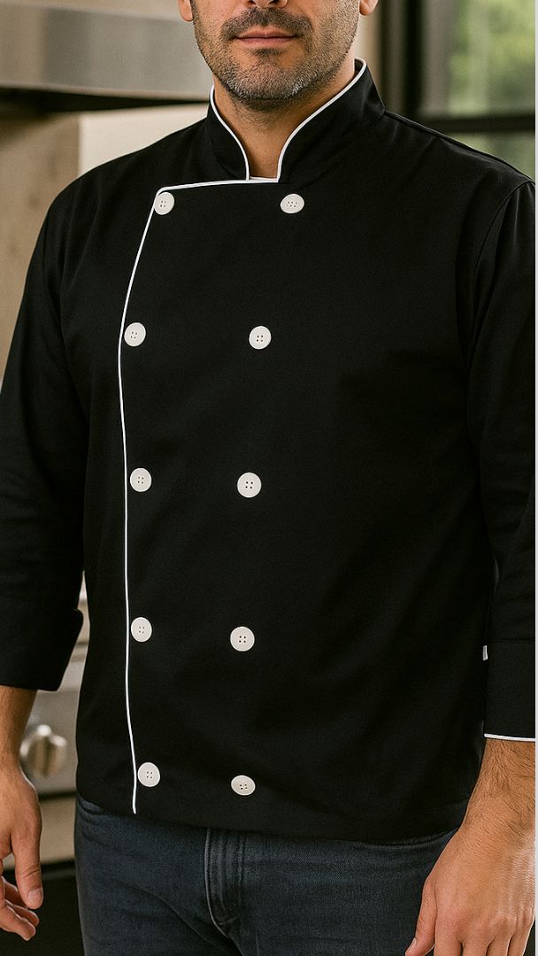 Dolmã Unissex Preta &  F. Branco- Curry