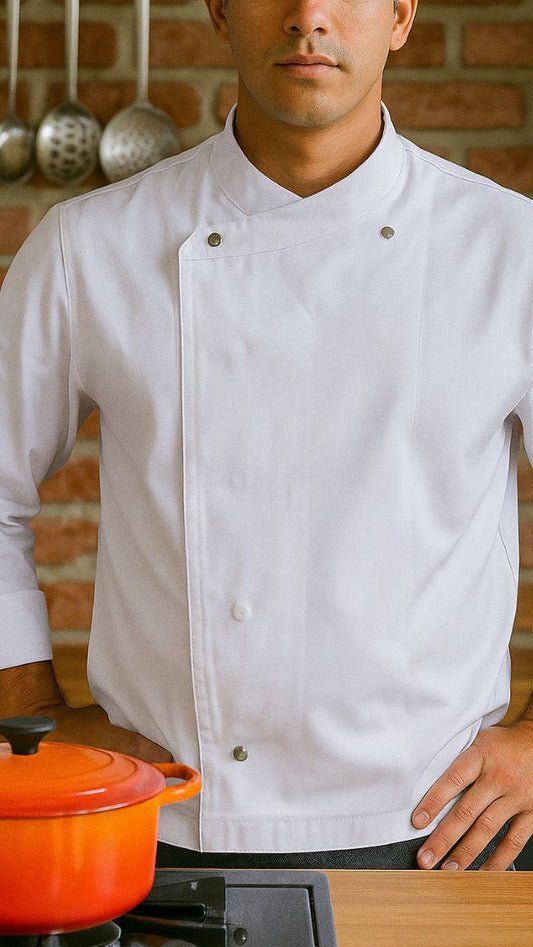 Dolmã Unissex Branca- Manjericão- Botão de pressão