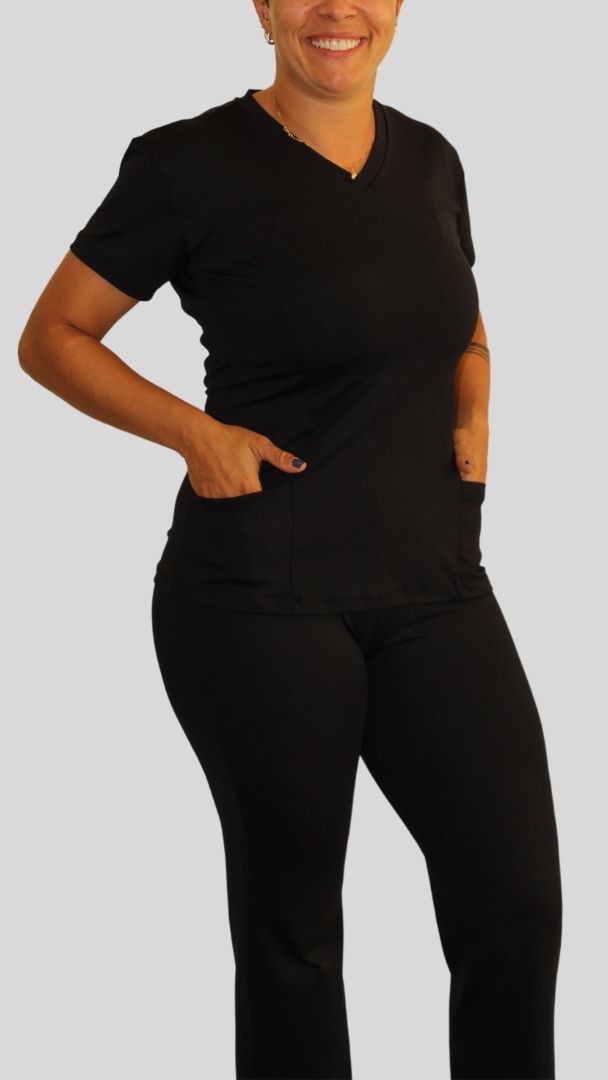 Scrub Feminino  Blusa de Suplex de Poliamida - Preto