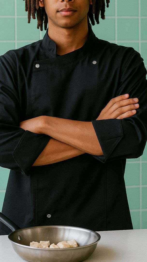 Dolmã Unissex Preta- Manjericão- Botão de pressão