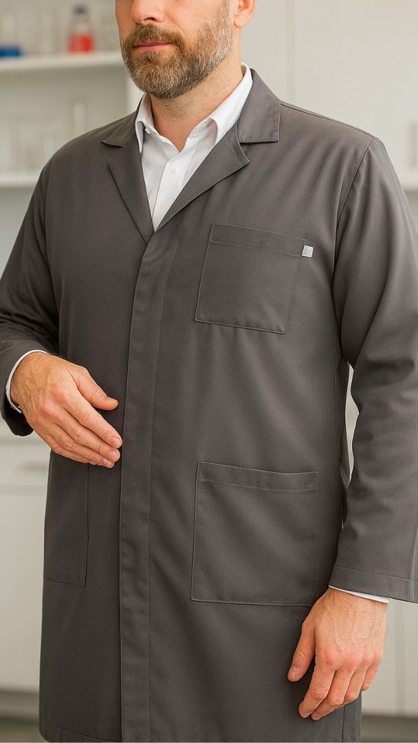 Jaleco Unissex - Microfibra de  Gabardine Cinza