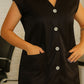 Jaleco Feminino Manga Japonesa- Microfibra de Gabardine Preto