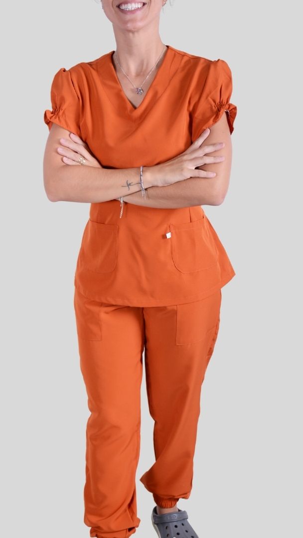 Conjunto privativo, Scrub Feminino modelo princess- terracota