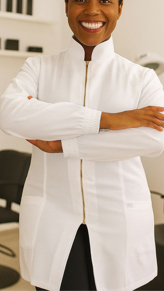 Jaleco Feminino - Ziper branco