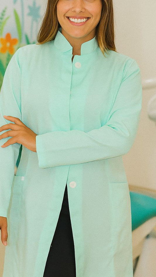 Jaleco Feminino - Gola Padre- Verde Claro- Oxford