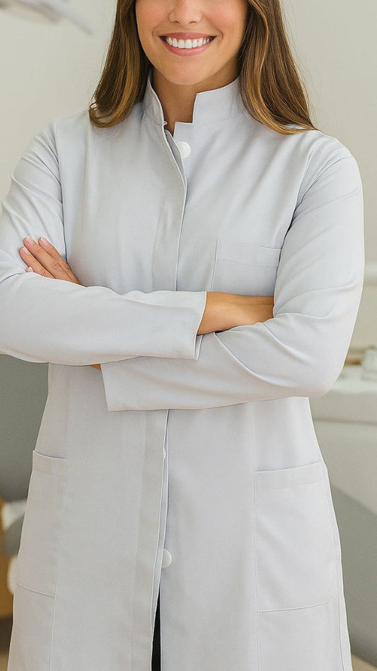 Jaleco Feminino - Gola Padre- Cinza