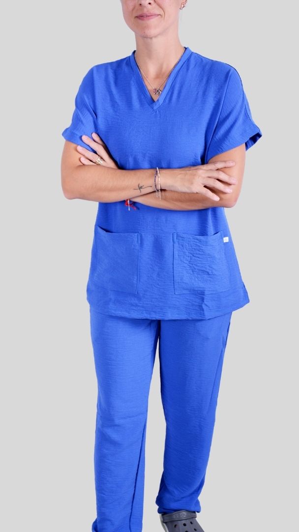 Scrub Feminino- Conjunto privativo- crepe azul royal