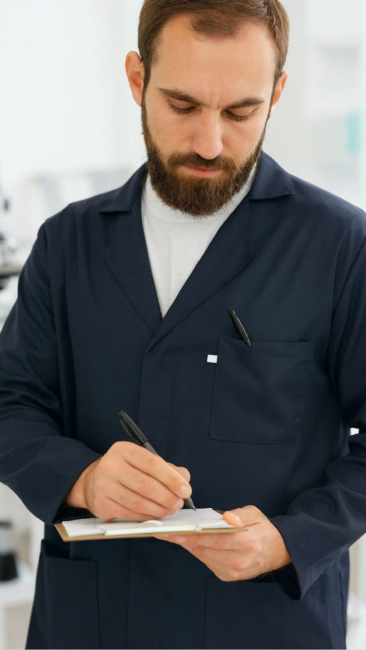 Jaleco Unissex - Microfibra de  Gabardine Azul Marinho