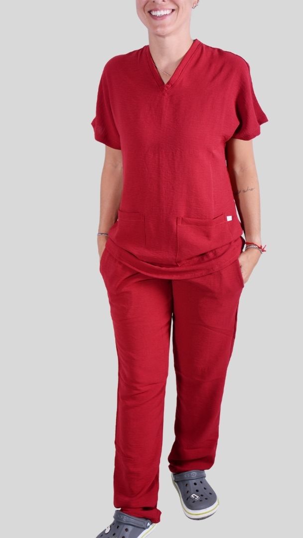 Scrub Feminino- Conjunto privativo- crepe vinho