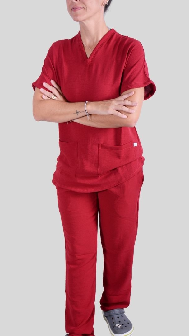 Scrub Feminino- Conjunto privativo- crepe vinho