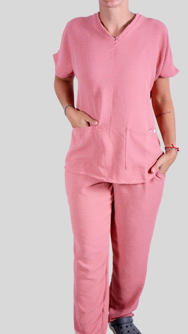 Scrub Feminino- Conjunto privativo- crepe rose
