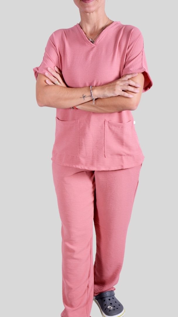 Scrub Feminino- Conjunto privativo- crepe rose