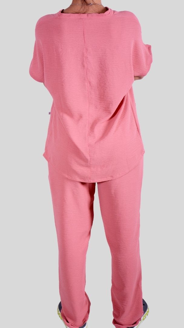 Scrub Feminino- Conjunto privativo- crepe rose