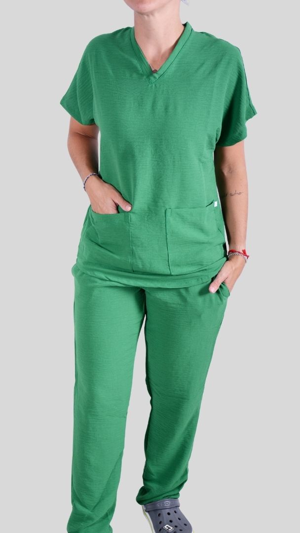 Scrub Feminino- Conjunto privativo- crepe verde