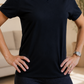 Camiseta Baby look- feminina preta- Decote V