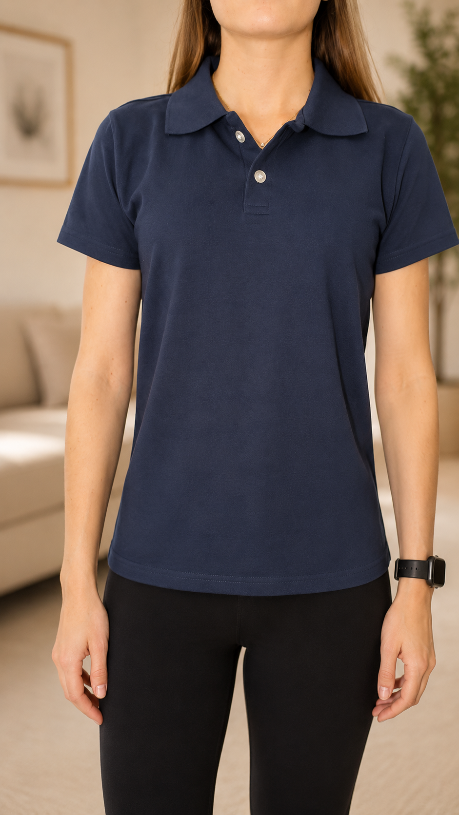 Camiseta Polo Feminina- Marinho