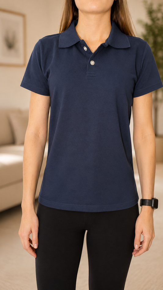 Camiseta Polo Feminina- Marinho