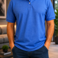 Camiseta Polo Unissex- Azul Mescla