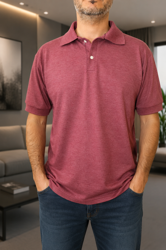 Camiseta Polo Unissex- Vinho Mescla