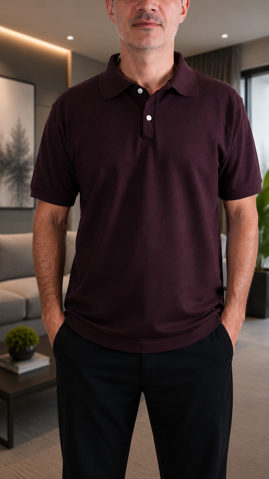 Camiseta Polo Unissex- Marrom escuro