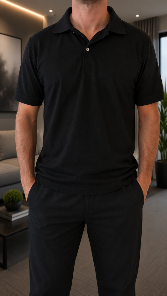 Camiseta Polo Unissex- Preta