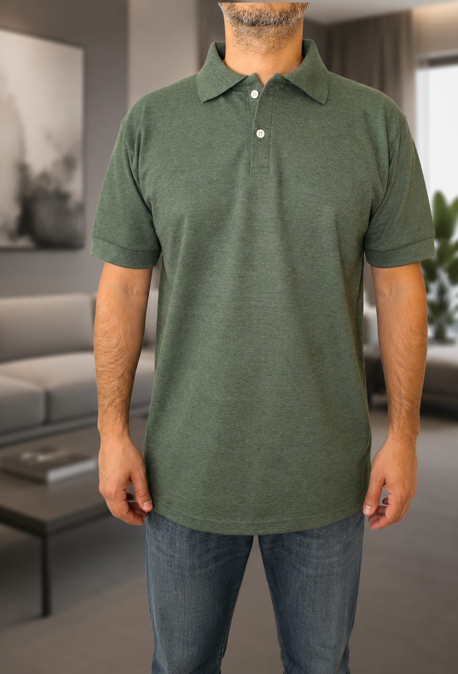Camiseta Polo Unissex- Verde Mescla