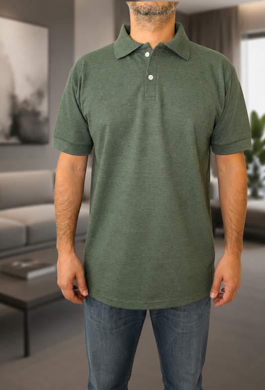 Camiseta Polo Unissex- Verde Mescla