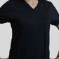 Camiseta Baby look- feminina preta- Decote V