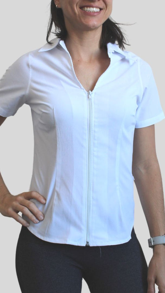 Camisa Feminina- Ziper- manga curta- branca